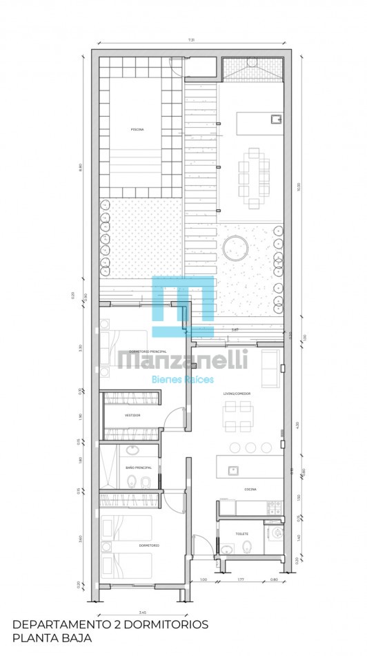 VENTA DEPARTAMENTO 2 DORMITORIOS CON PISCINA Y PARRILLA EXCLUSIVO 